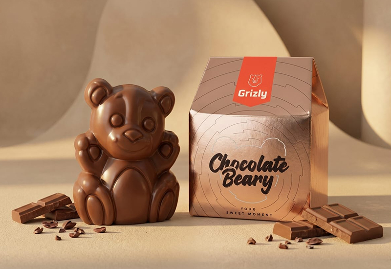 Czekoladowy miś w złotym opakowaniu