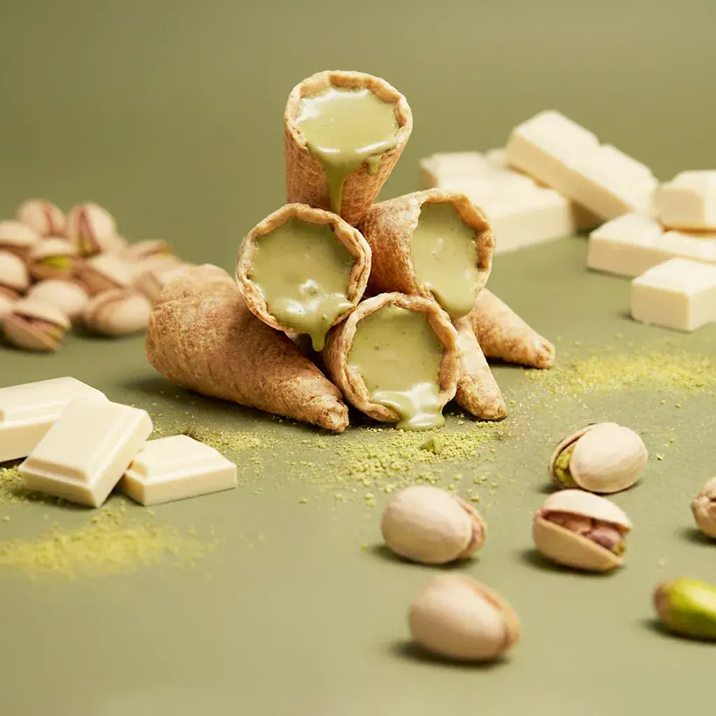 Mini rożki pistacja i biała czekolada