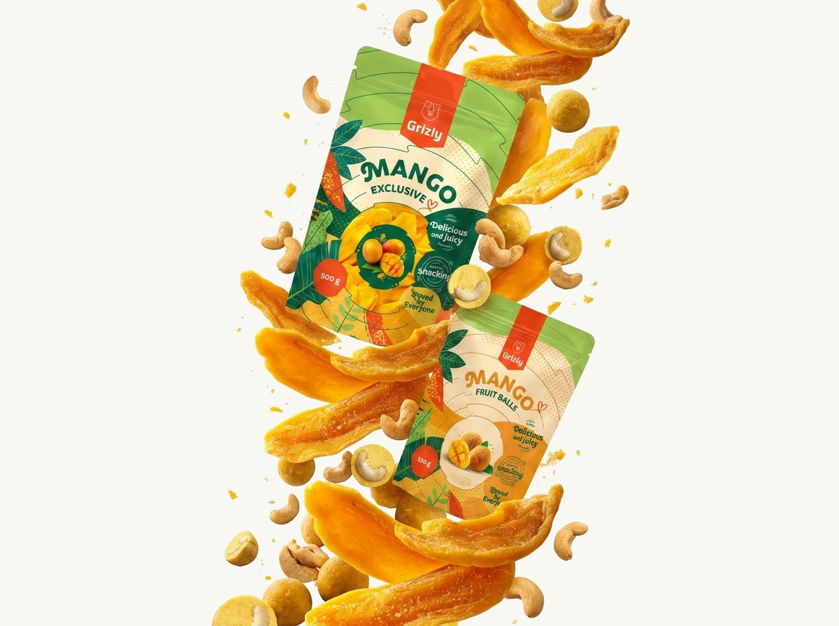 spadające kawałki mango