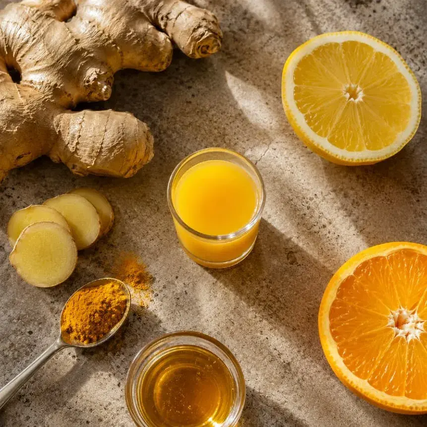 Ginger shot z imbirem, cytrusami, kurkumą i miodem
