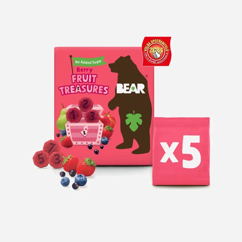 Bear Fruit Treasures Berry truskawka i borówka 5x20 g