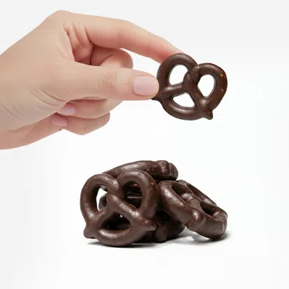 Bezglutenowe precle w gorzkiej czekoladzie