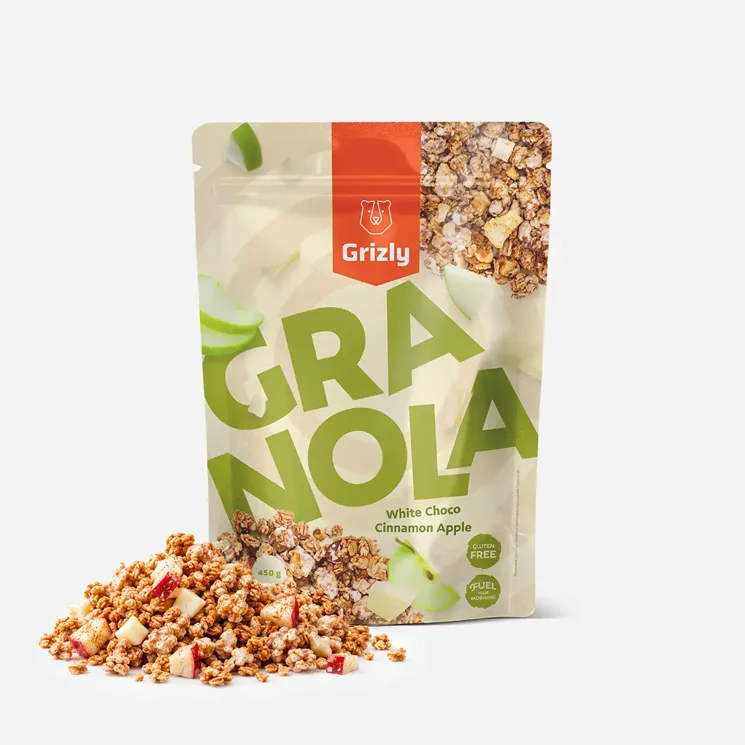 Granola z białą czekoladą, cynamonem i jabłkiem