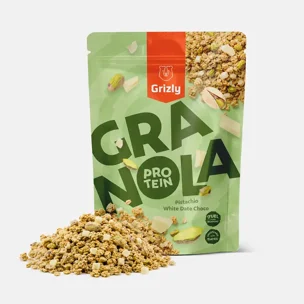 Granola z proteinem pistacje i biała daktylowa czeko