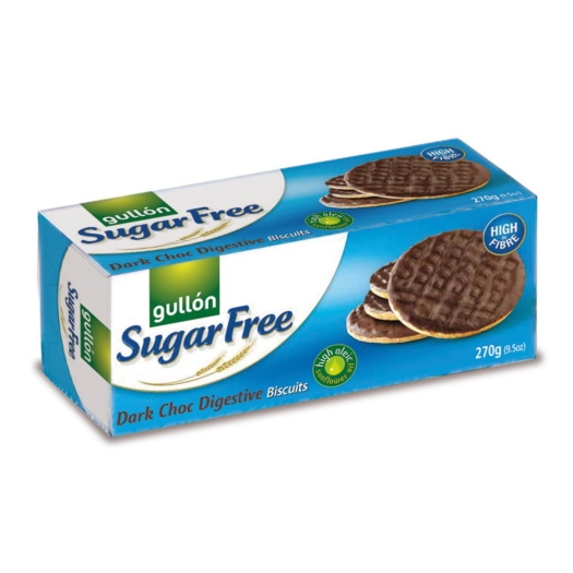 Gullón Dark Choc Ciasteczka pełnoziarniste bez cukru wafelki z czekoladą 270 g
