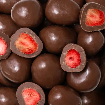 Liofilizowane truskawki w mlecznej czekoladzie