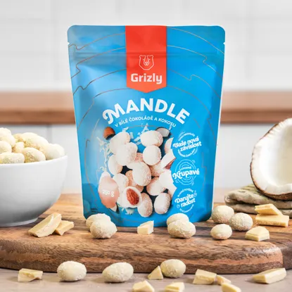 Migdały w białej czekoladzie z kokosem