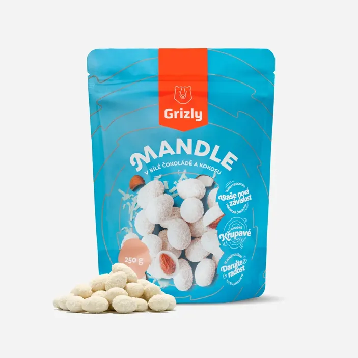 Migdały w białej czekoladzie z kokosem